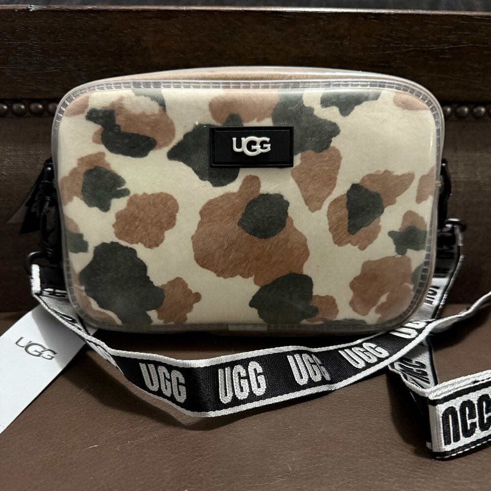 UGG JANEY II CLEAR CALF HAIR CROSSBODY CAMERA BAG Animal Print Western New